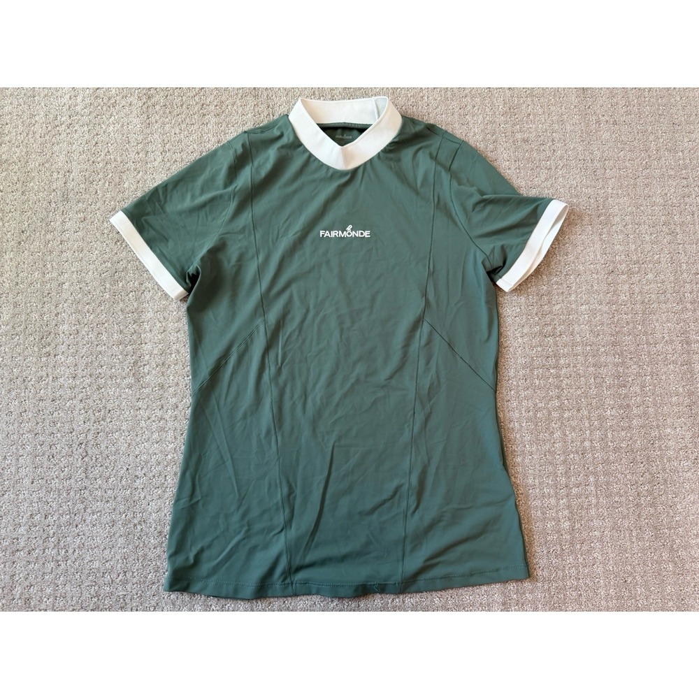 Fairmonde Women's Mock Neck Top Golf Tennis Pickleball UPF 50+ Green Sz Large
